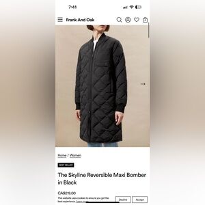 Frank and Oak women’s reversible bomber